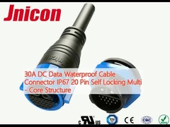 30A DC Data Waterproof Cable Connector IP67 20 Pin Self Locking Multi-Core Struktur
