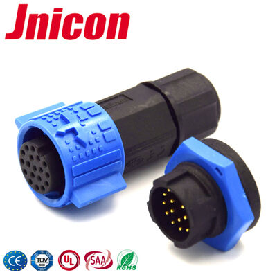M19 Plastik Male Female Konektor Sinyal 16Pin IP67 Waterproof Konektor