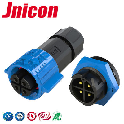 M19 4 Pin Konektor Daya Arus Tinggi 20A Konektor Waterproof 300V Quick Lock
