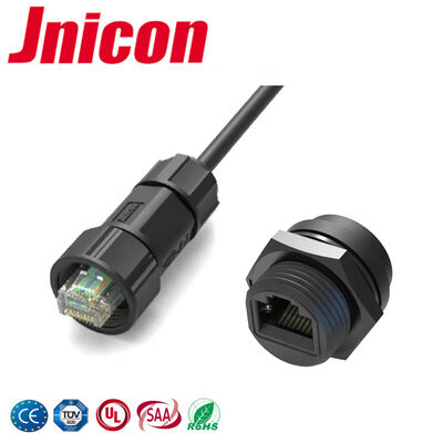 Konektor Tahan Air Nilon Pengunci Sekrup UL PA66 Cat5e M19 RJ45