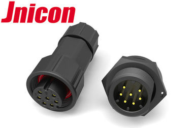 Konektor Daya IP68 Plastik Hitam 12A 300V M19 7 Pin Screw Locking