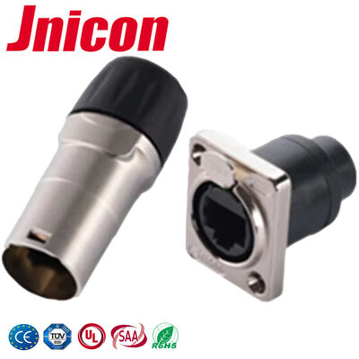 -25℃ - 80℃ Konektor RJ45 IP44/IP65 Konektor Panel Tahan Air Sinyal