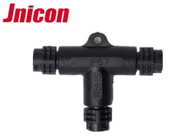 T Shape Waterproof Data Connector Outdoor 3 Pin IP67 Three-Way Push Locking