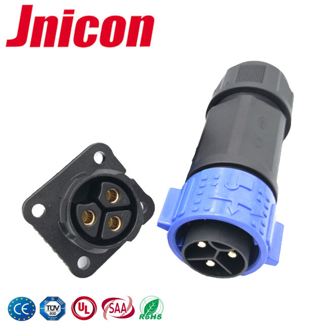 500V M25 Panel Bulat Mount Konektor 3 Pin Push Locking Power Connector