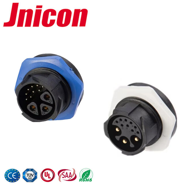 Jnicon 30A Konektor Sinyal dan Daya UL Tahan Air 300V Konektor Soket 3+9 Pin