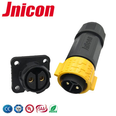 Konektor Melingkar Pemasangan Panel M25 40A Konektor Daya Tahan Air 2 Pin