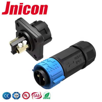 Konektor Daya Melingkar 50A M25 2 Pin IP67 Konektor Kabel Listrik ke Papan