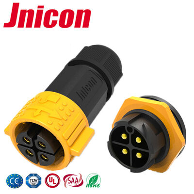 Konektor Daya 4 Pin Tahan Air Melingkar M25 50A Dudukan Panel Konektor Cepat LED