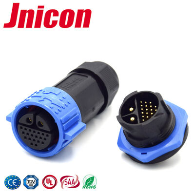 Konektor Sinyal Daya 20A 300V M19 2+20 Pin Kabel ke Papan Konektor Tahan Air IP67